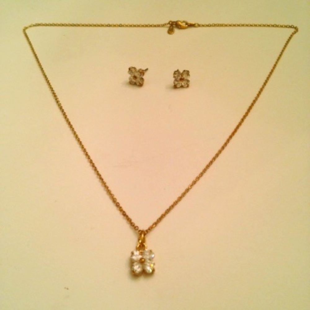 St Pat's 4-Leaf Clover Zirconia Necklace-Earrings